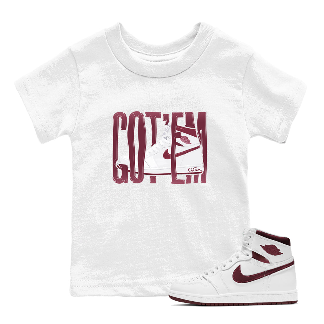 Wiggling Gotem snkmatch Tee Kids - Air Jordan 1 Metallic Burgundy