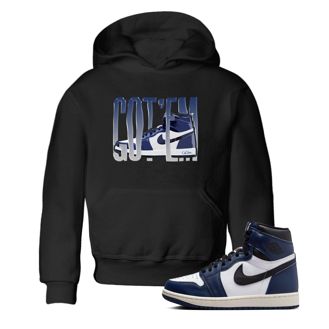 Wiggling Gotem snkmatch Tees Kids - Air Jordan 1 Midnight Navy