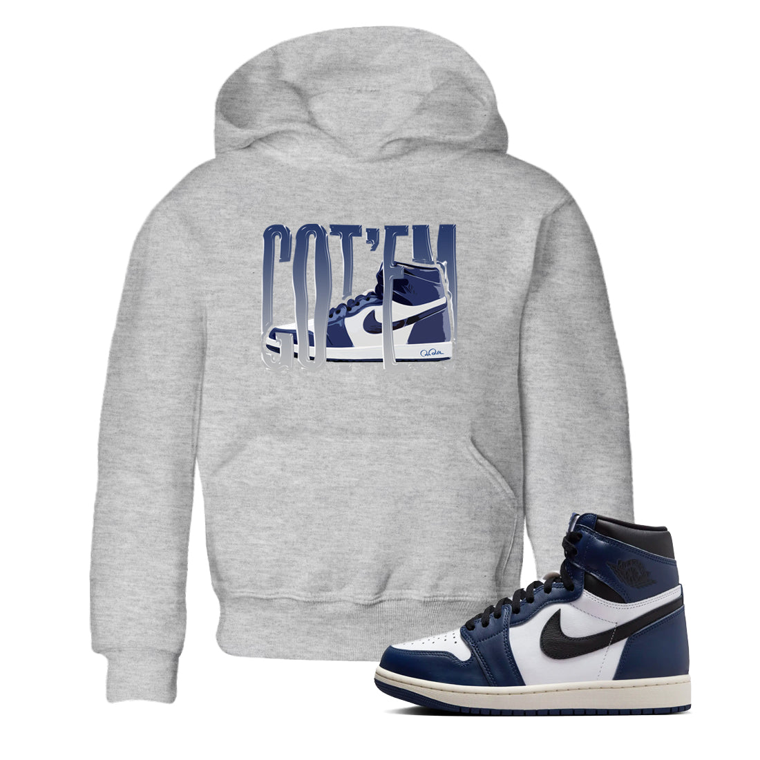 Wiggling Gotem snkmatch Tees Kids - Air Jordan 1 Midnight Navy