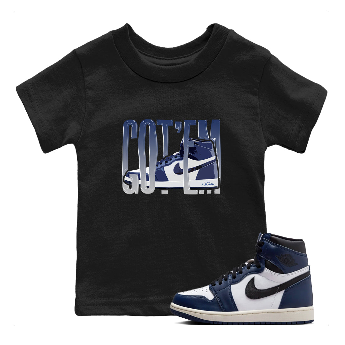 Wiggling Gotem snkmatch Tees Kids - Air Jordan 1 Midnight Navy