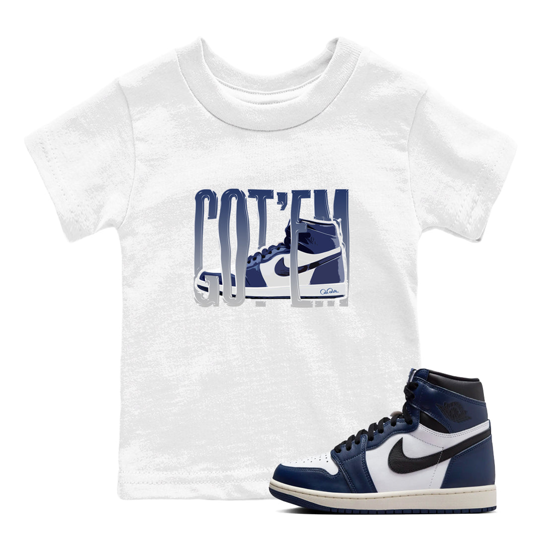 Wiggling Gotem snkmatch Tees Kids - Air Jordan 1 Midnight Navy