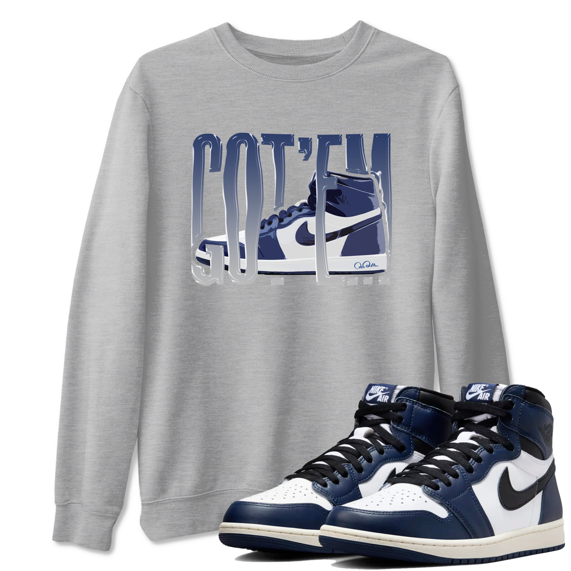 Wiggling Gotem snkmatch Tees - Air Jordan 1 Midnight Navy