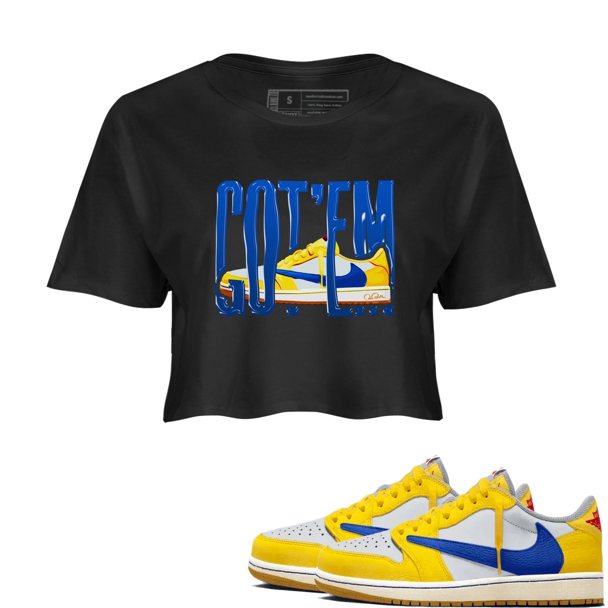 Wiggling Gotem snkmatch Women's Top - Air Jordan 1 Travis Scott Canary