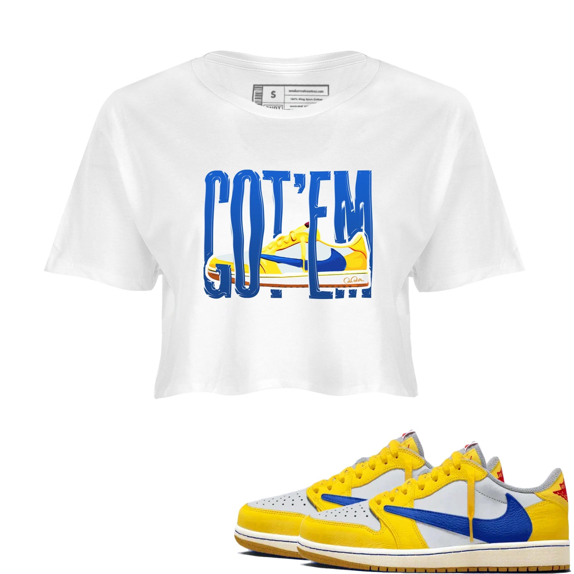 Wiggling Gotem snkmatch Women's Top - Air Jordan 1 Travis Scott Canary