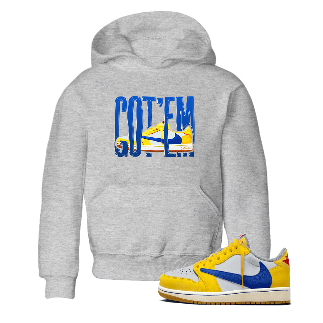 Wiggling Gotem snkmatch Tees Kids - Air Jordan 1 Travis Scott Canary