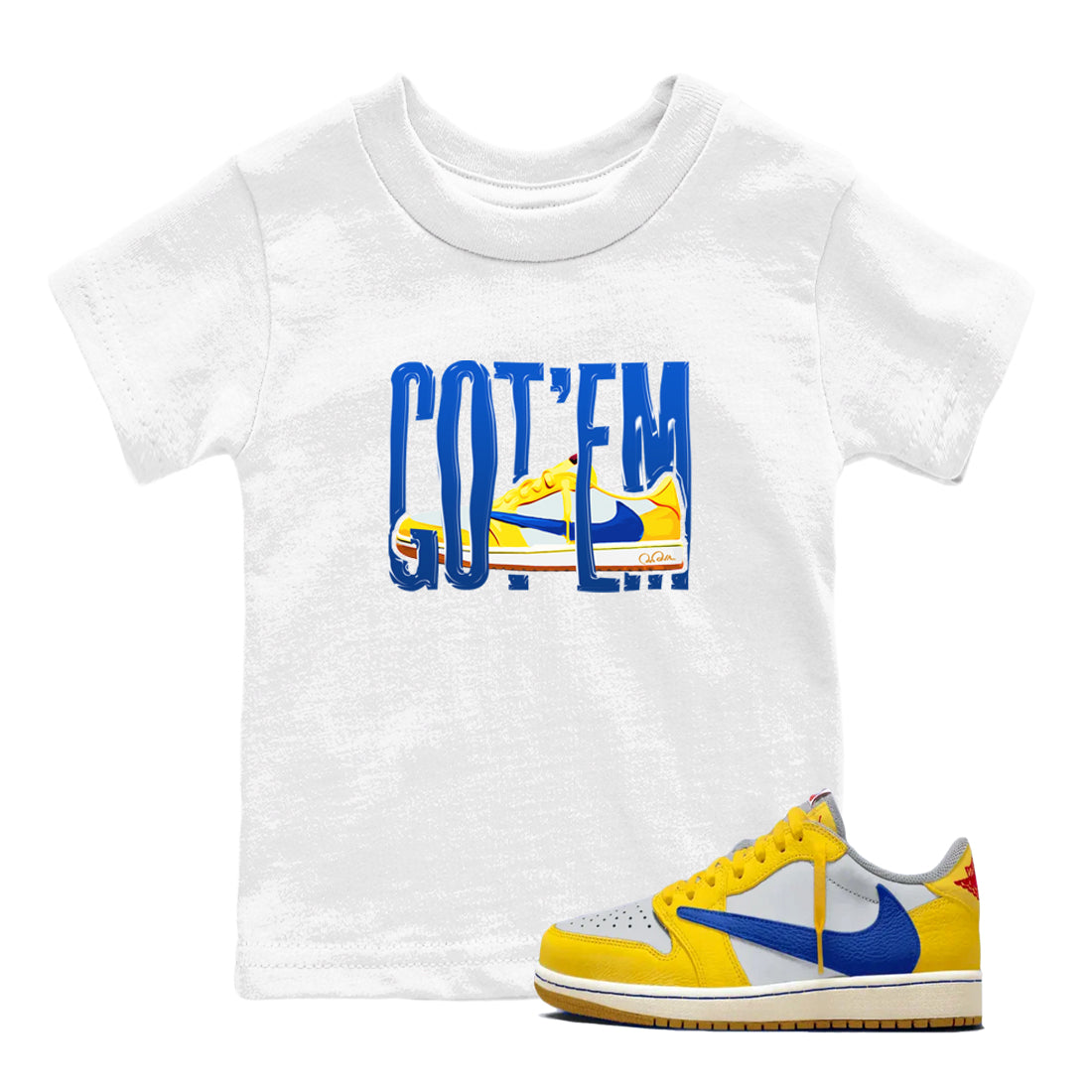 Wiggling Gotem snkmatch Tees Kids - Air Jordan 1 Travis Scott Canary