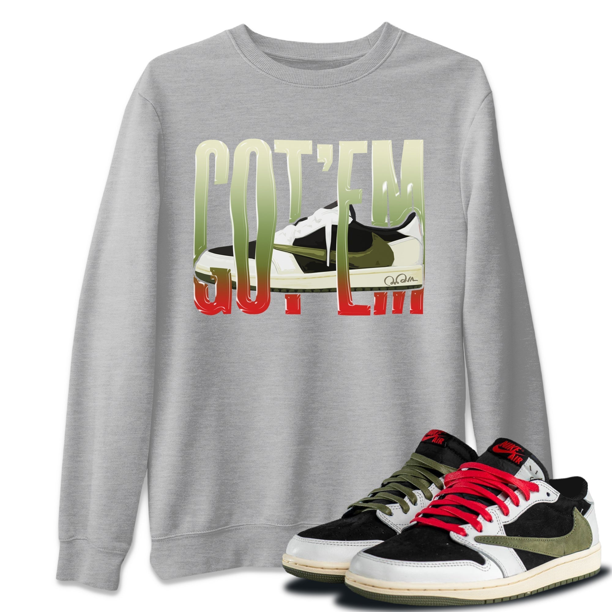 Wiggling Gotem Unisex Tops - Air Jordan 1 Travis Scott Olive