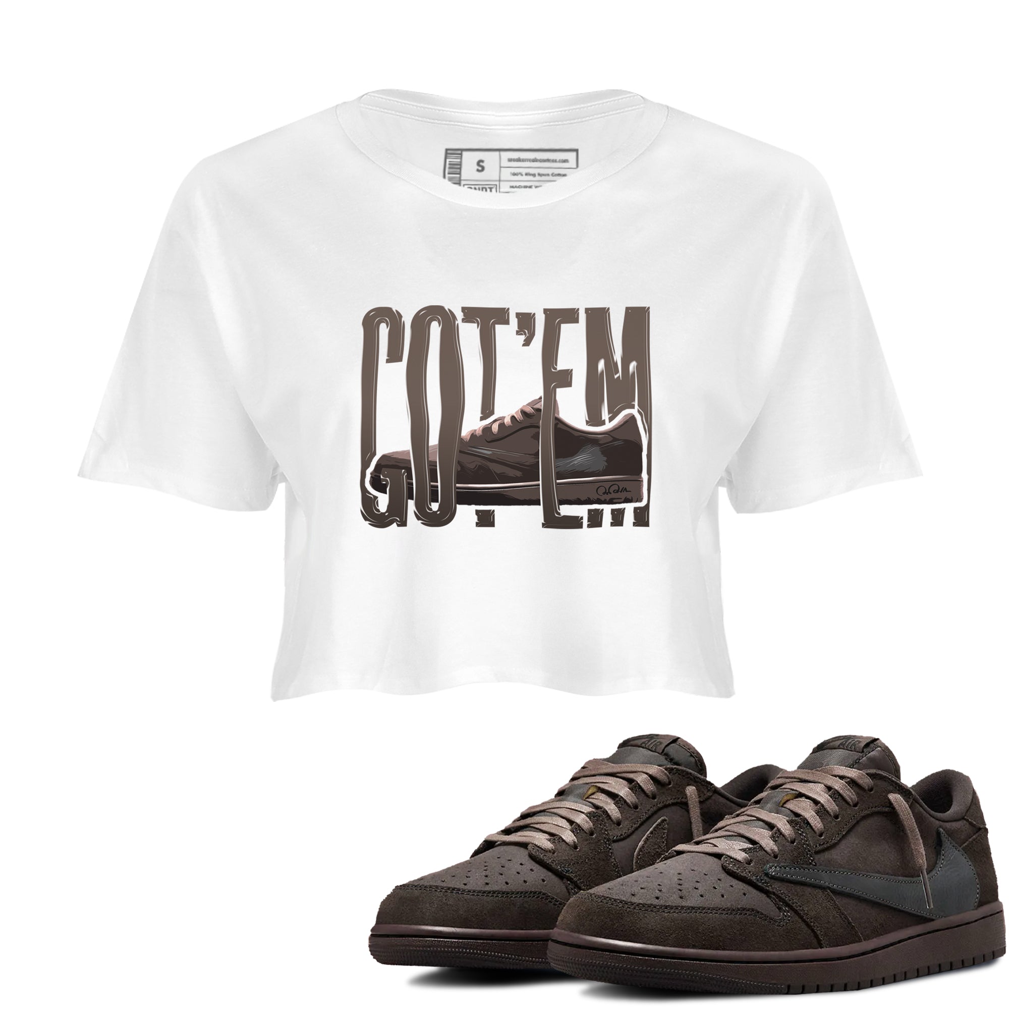 Wiggling Gotem snkmatch Women's Top - Air Jordan 1 Travis Scott Velvet Brown