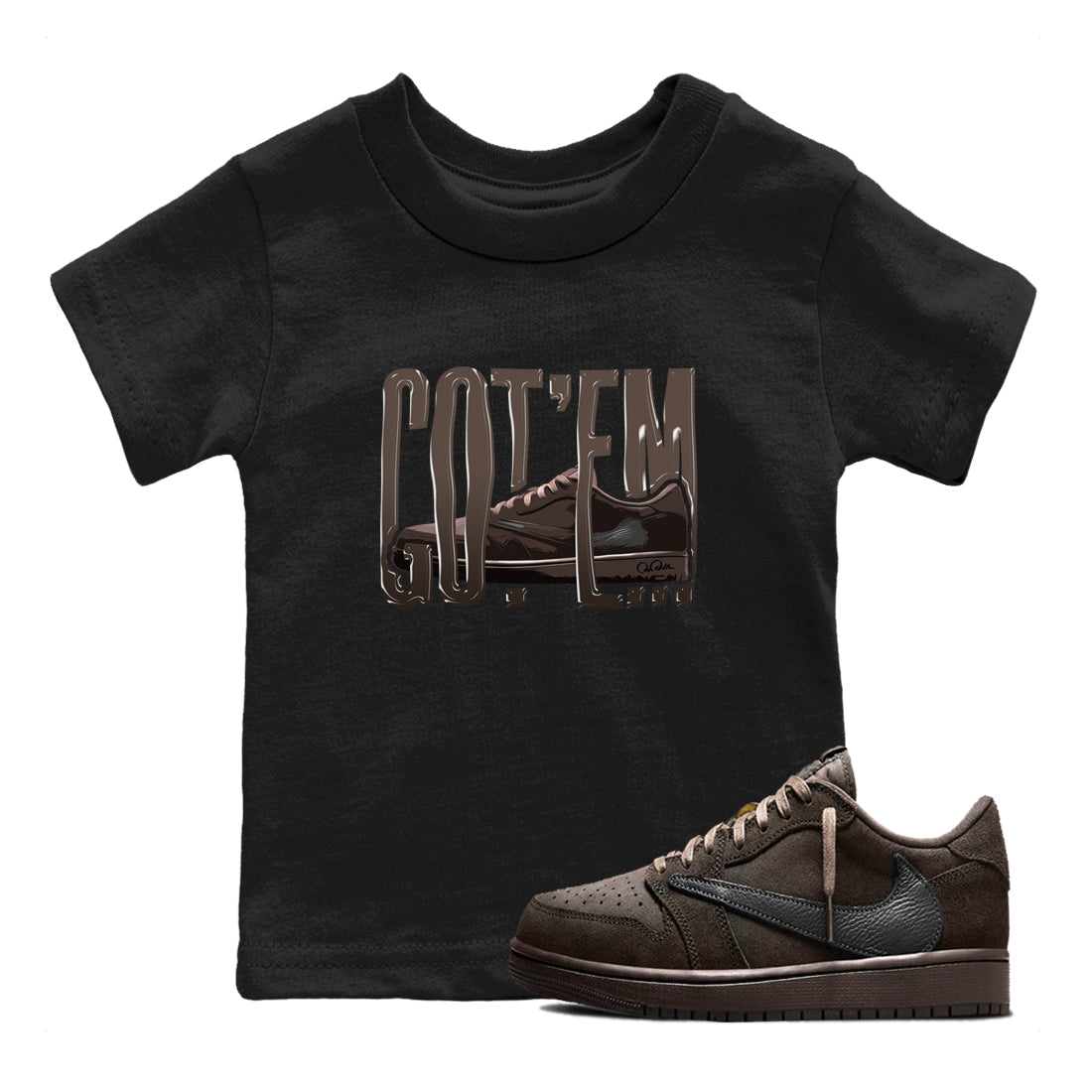 Wiggling Gotem snkmatch Tees Kids - Air Jordan 1 Travis Scott Velvet Brown