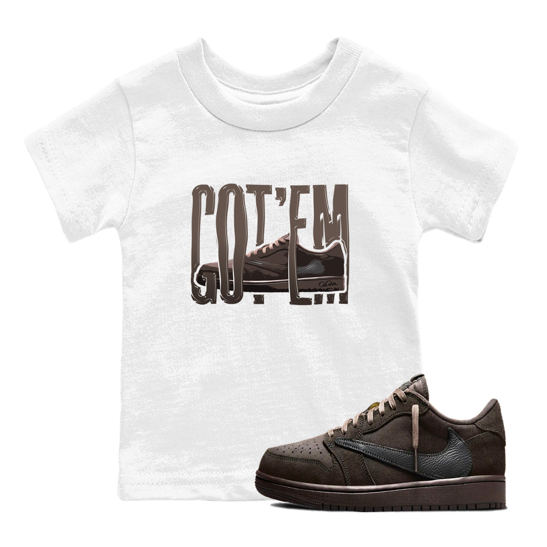 Wiggling Gotem snkmatch Tees Kids - Air Jordan 1 Travis Scott Velvet Brown