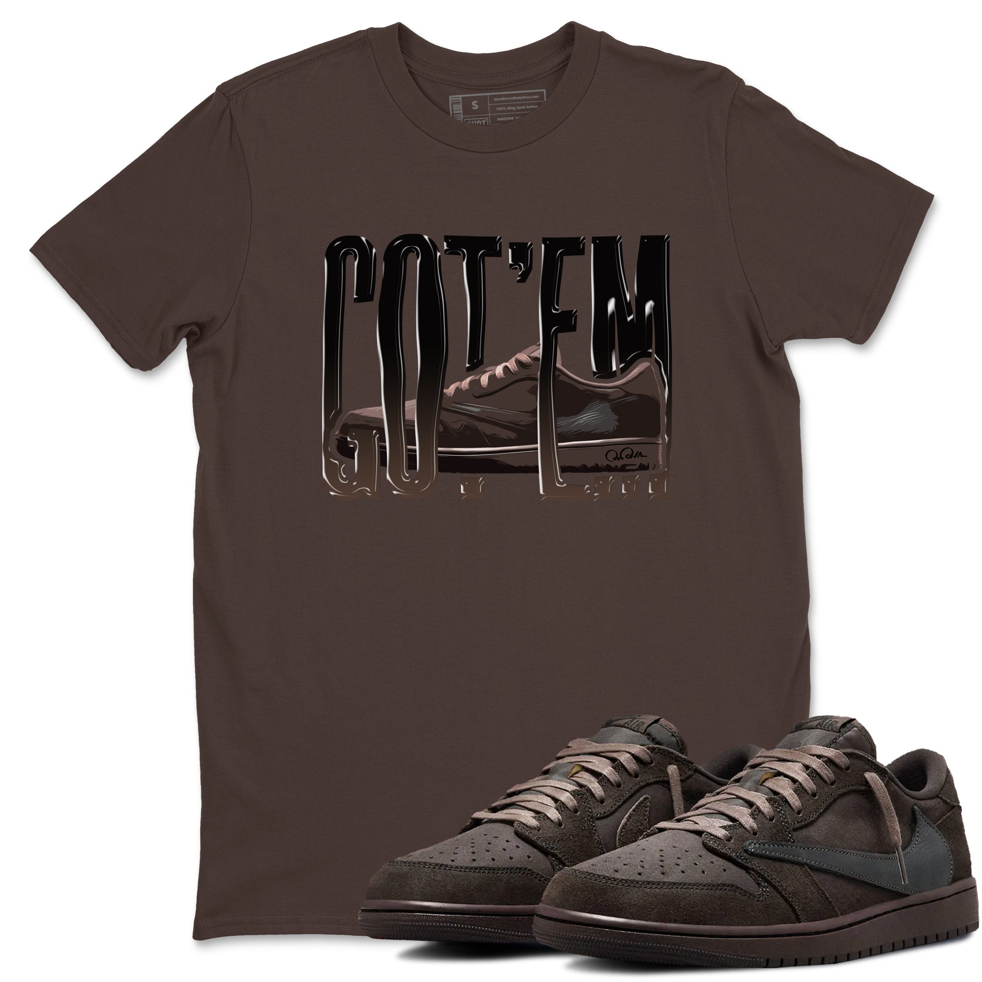 Wiggling Gotem snkmatch Tees - Air Jordan 1 Travis Scott Velvet Brown