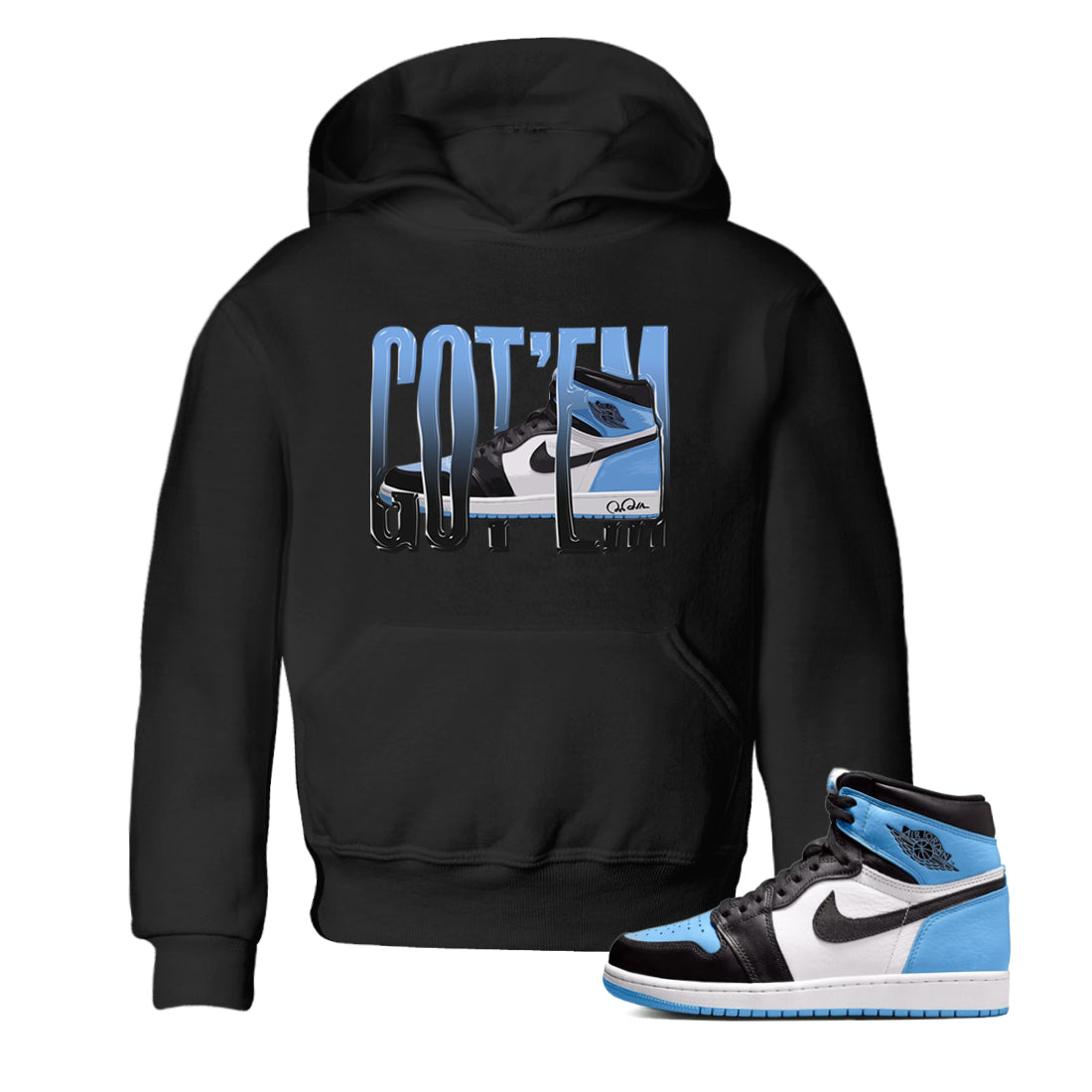 Wiggling Gotem Kids Tops - Air Jordan 1 UNC Toe