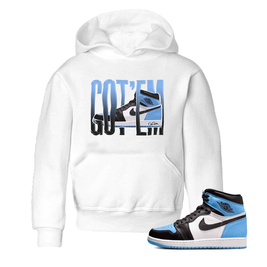 Wiggling Gotem Kids Tops - Air Jordan 1 UNC Toe