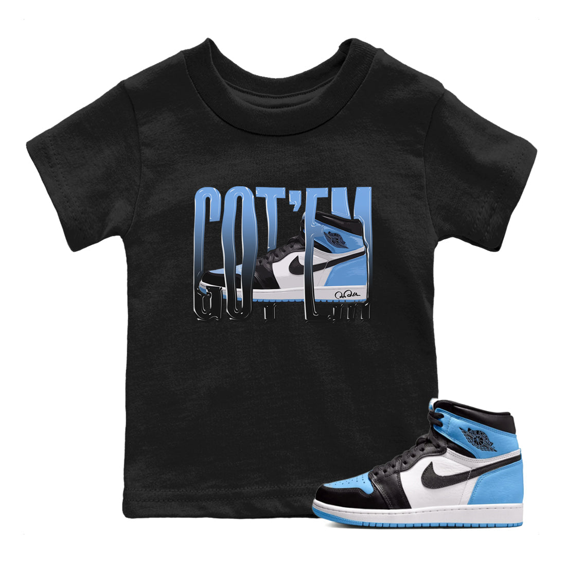 Wiggling Gotem Kids Tops - Air Jordan 1 UNC Toe