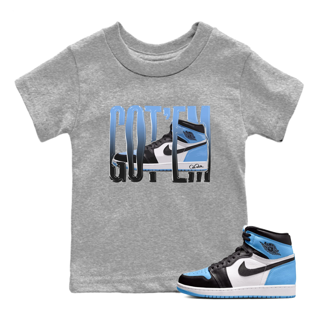 Wiggling Gotem Kids Tops - Air Jordan 1 UNC Toe