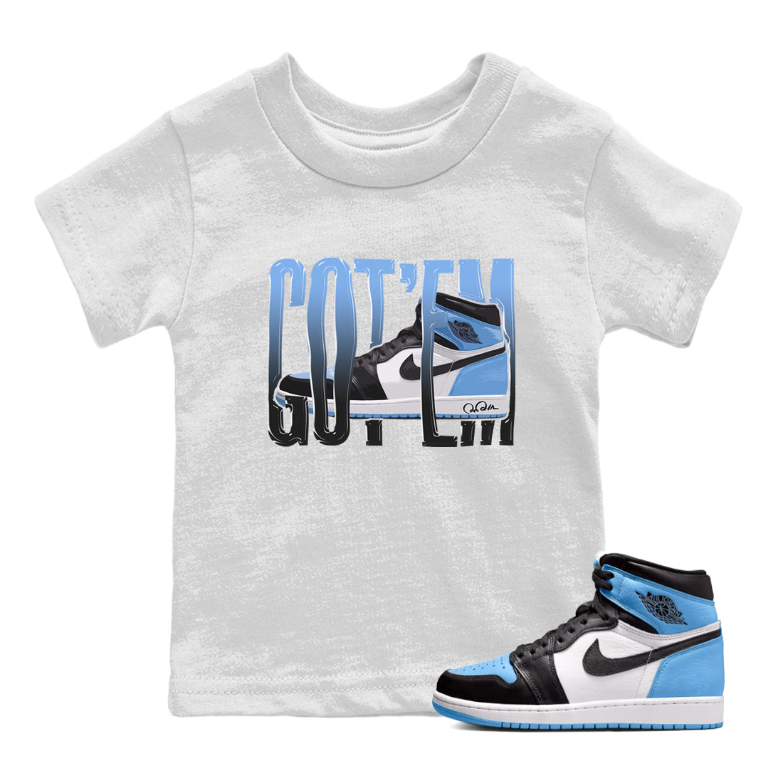 Wiggling Gotem Kids Tops - Air Jordan 1 UNC Toe