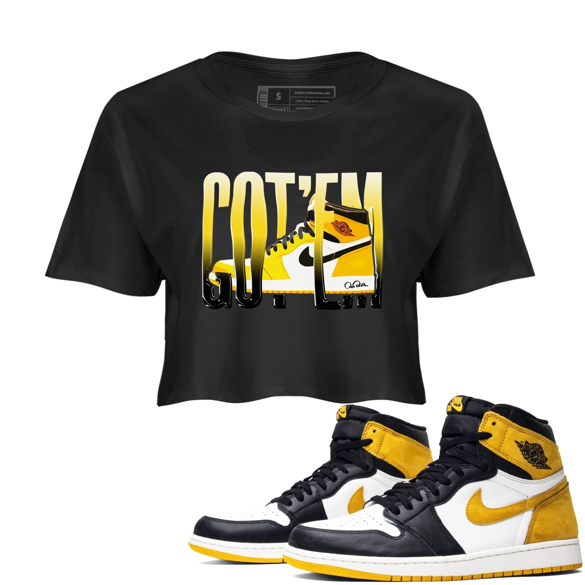 Wiggling Gotem snkmatch Women's Top - Air Jordan 1 Yellow Ochre