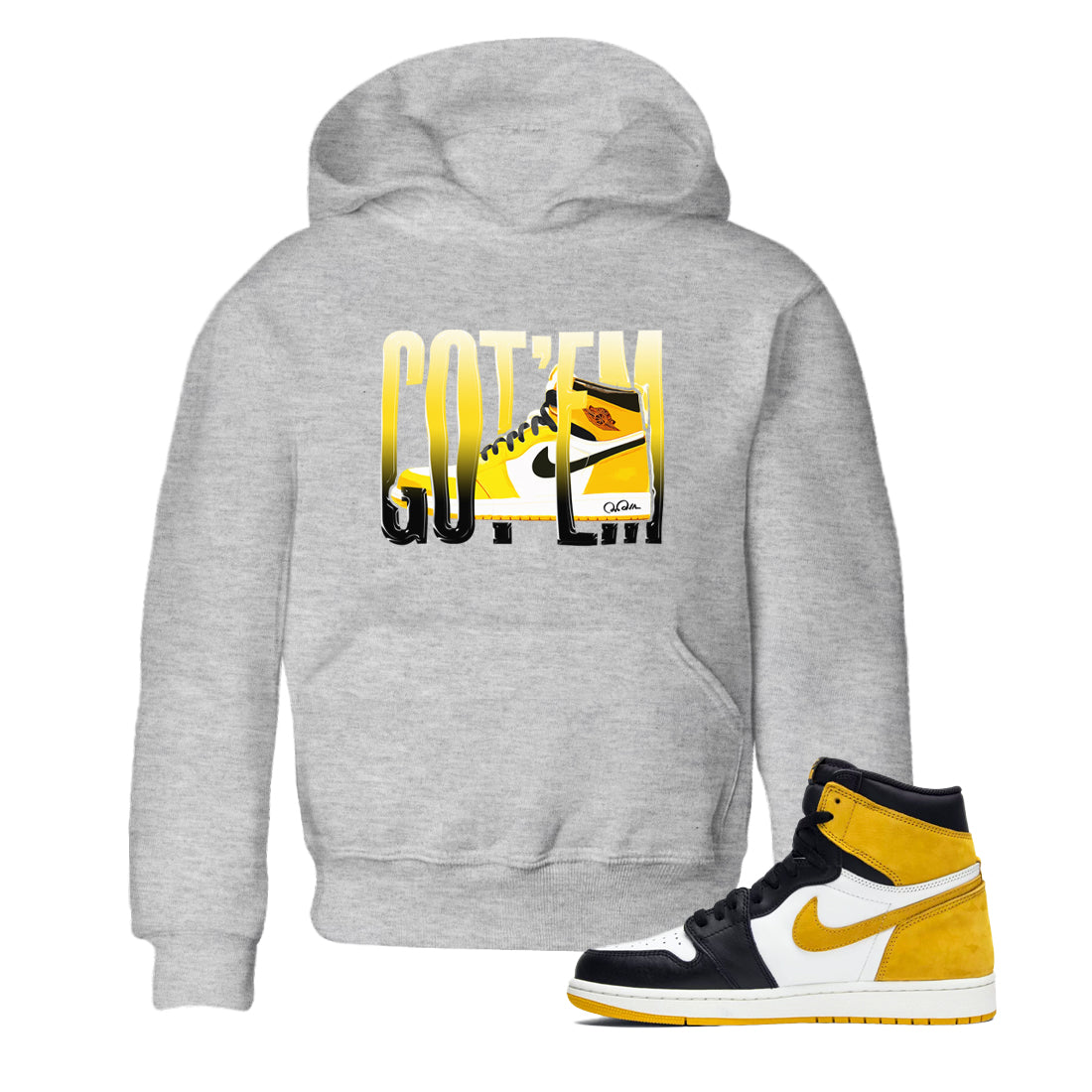 Wiggling Gotem snkmatch Tees Kids - Air Jordan 1 Yellow Ochre