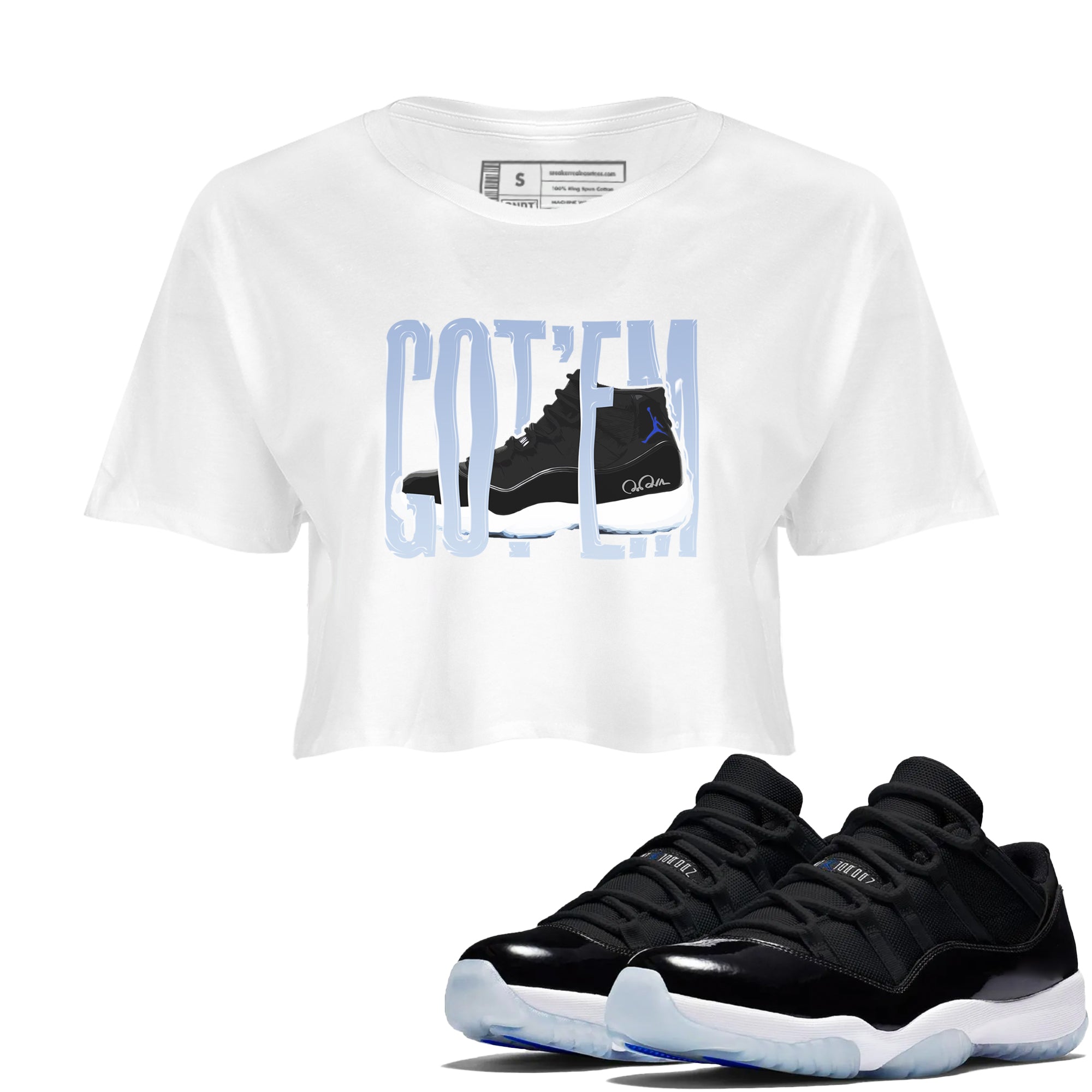 Wiggling Gotem snkmatch Women's Top - Air Jordan 11 Black and Varsity Royal