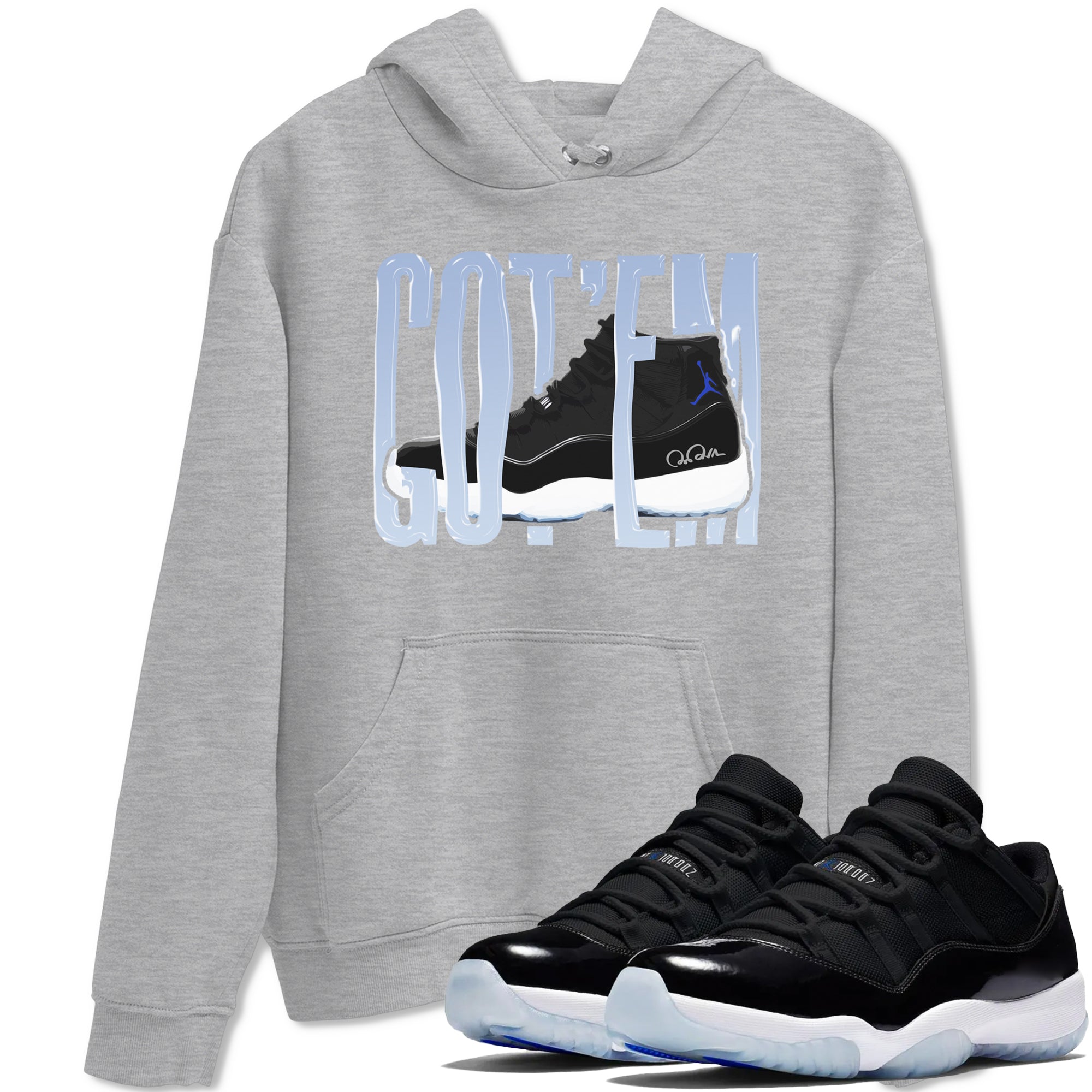 Wiggling Gotem snkmatch Tee - Air Jordan 11 Black and Varsity Royal