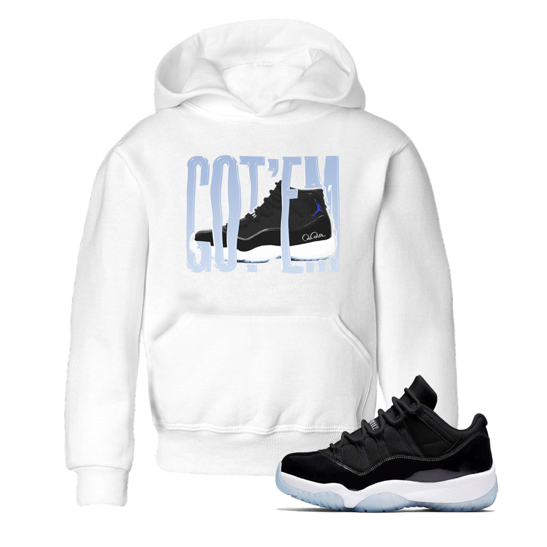 Wiggling Gotem snkmatch Tee Kids - Air Jordan 11 Black and Varsity Royal