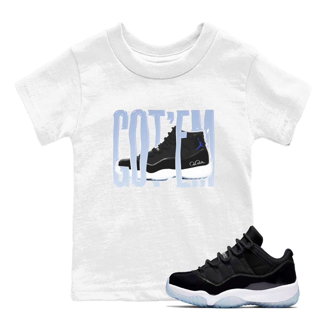 Wiggling Gotem snkmatch Tee Kids - Air Jordan 11 Black and Varsity Royal