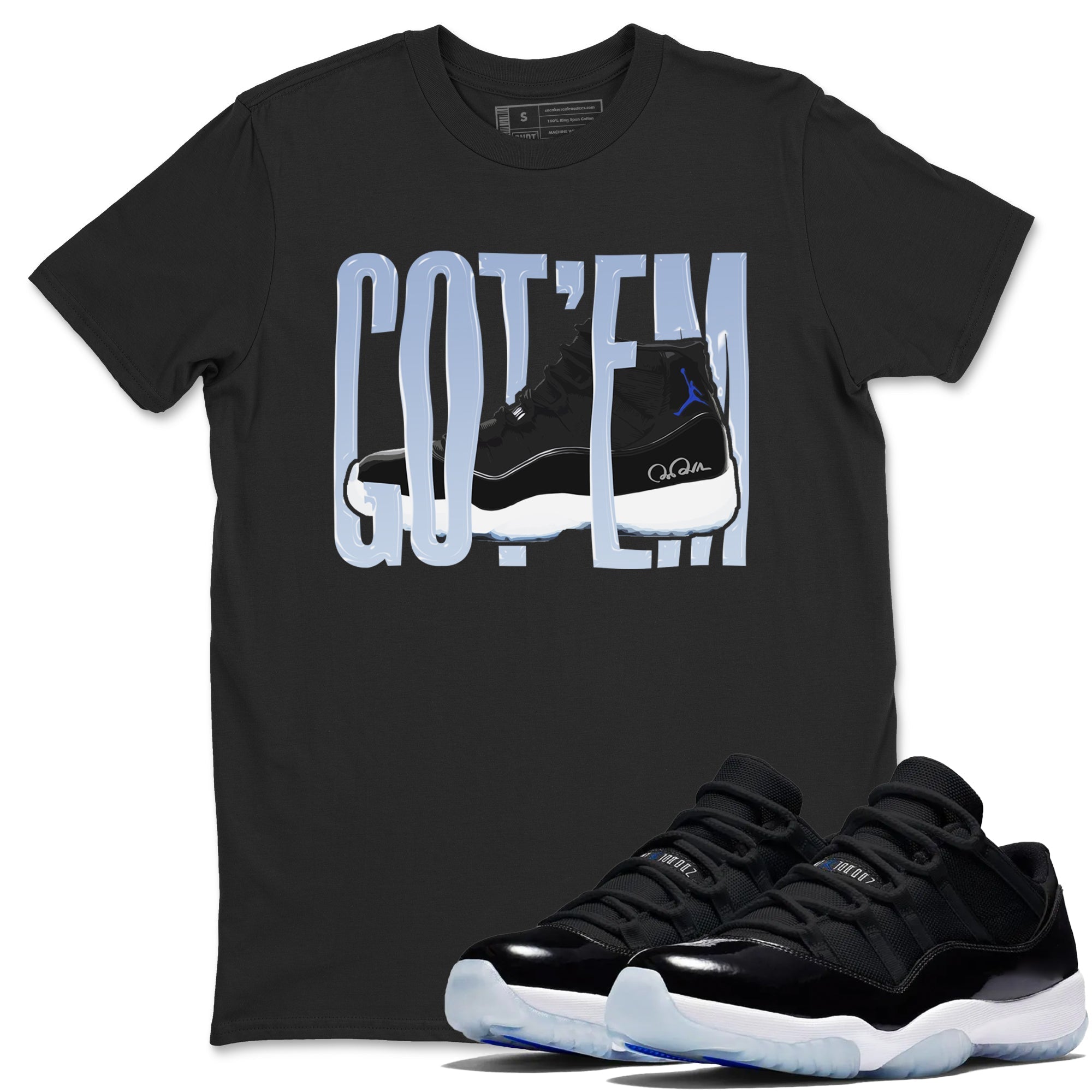 Wiggling Gotem snkmatch Tee - Air Jordan 11 Black and Varsity Royal