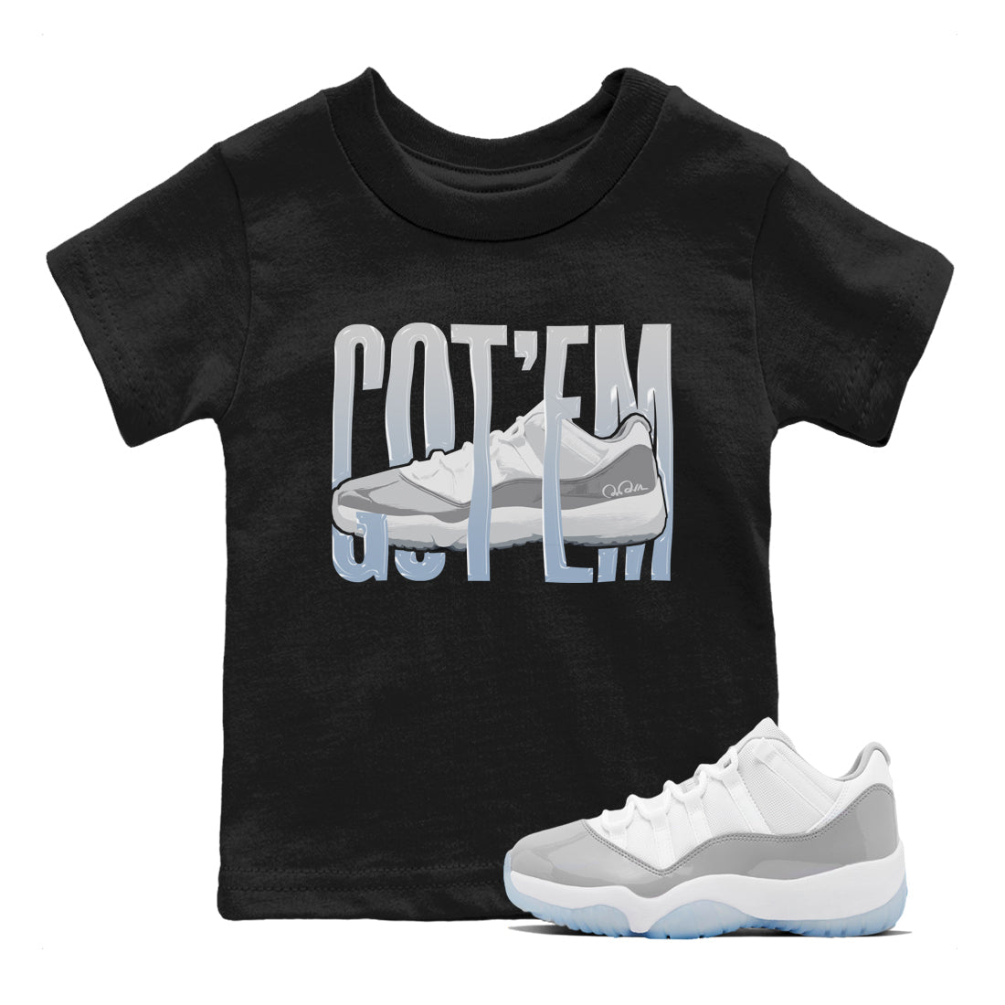 Wiggling Gotem Kids Tops - Air Jordan 11 White Cement
