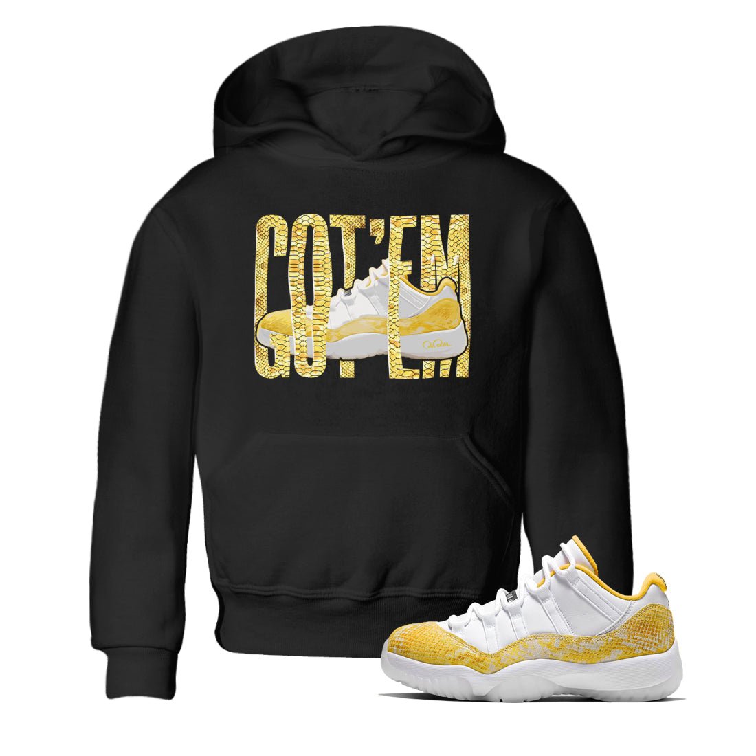Wiggling Gotem Kids Tops - Air Jordan 11 Yellow Python
