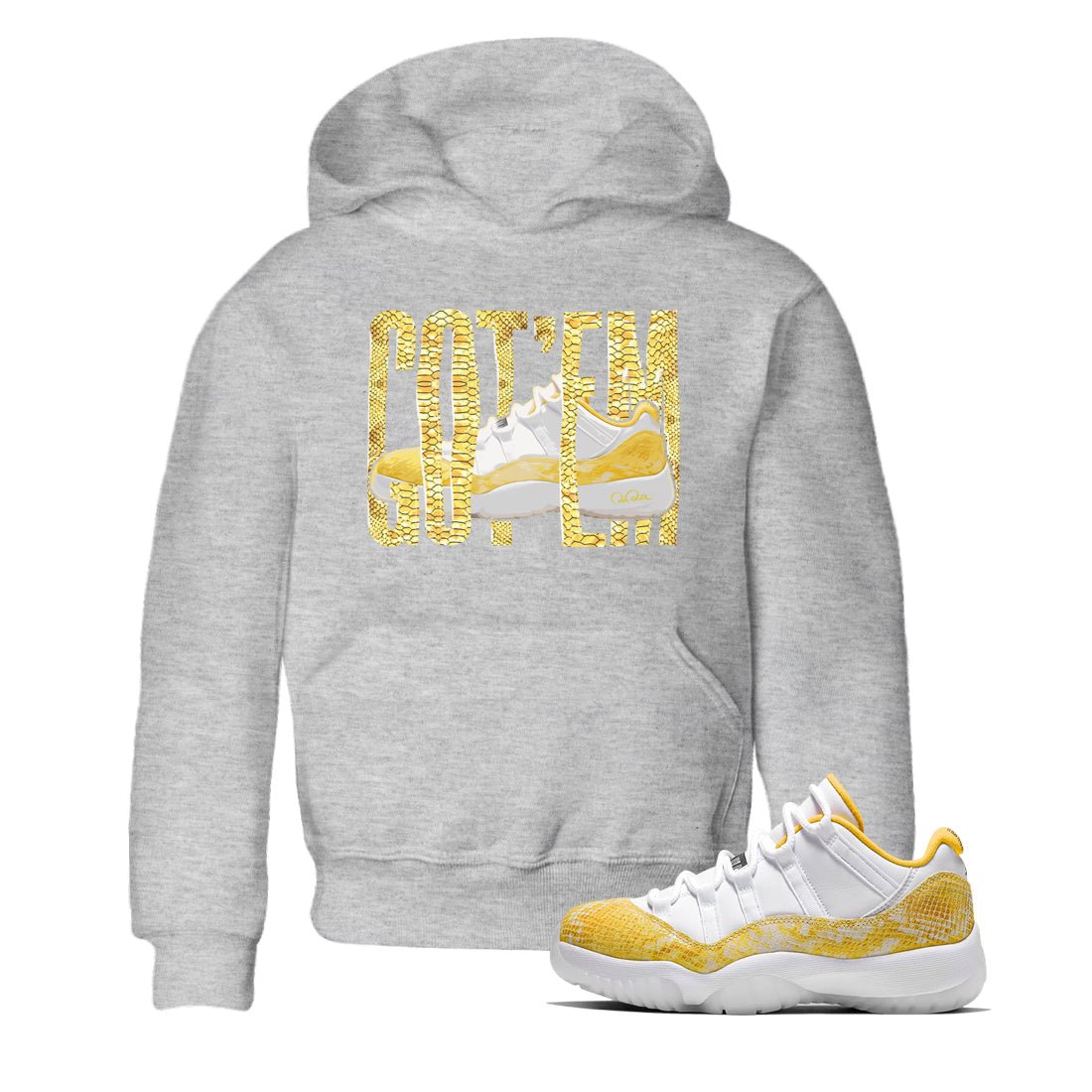 Wiggling Gotem Kids Tops - Air Jordan 11 Yellow Python