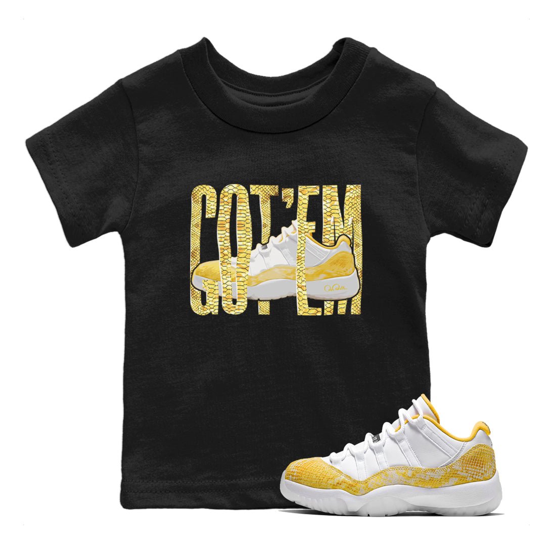 Wiggling Gotem Kids Tops - Air Jordan 11 Yellow Python