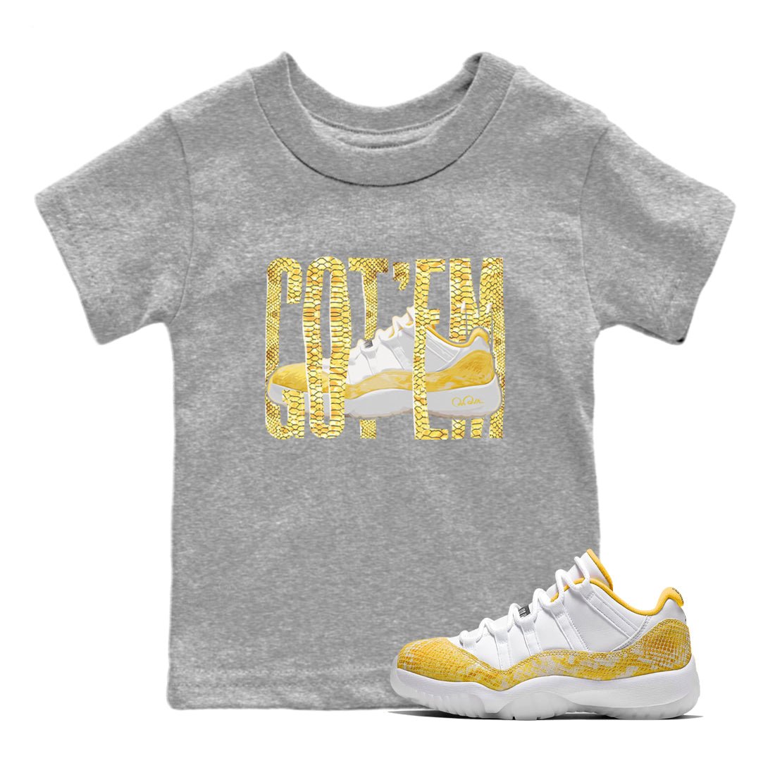 Wiggling Gotem Kids Tops - Air Jordan 11 Yellow Python