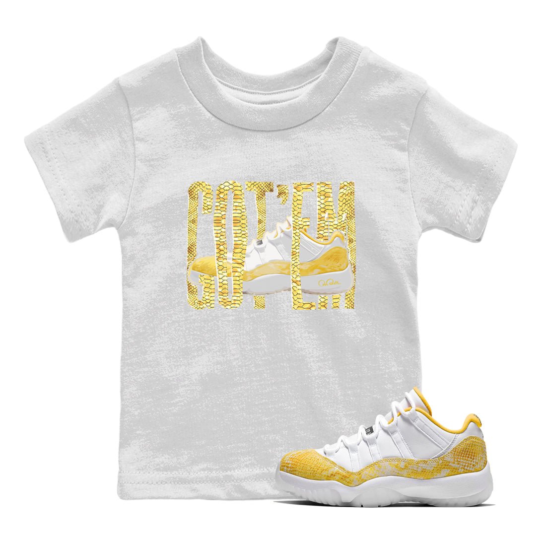 Wiggling Gotem Kids Tops - Air Jordan 11 Yellow Python