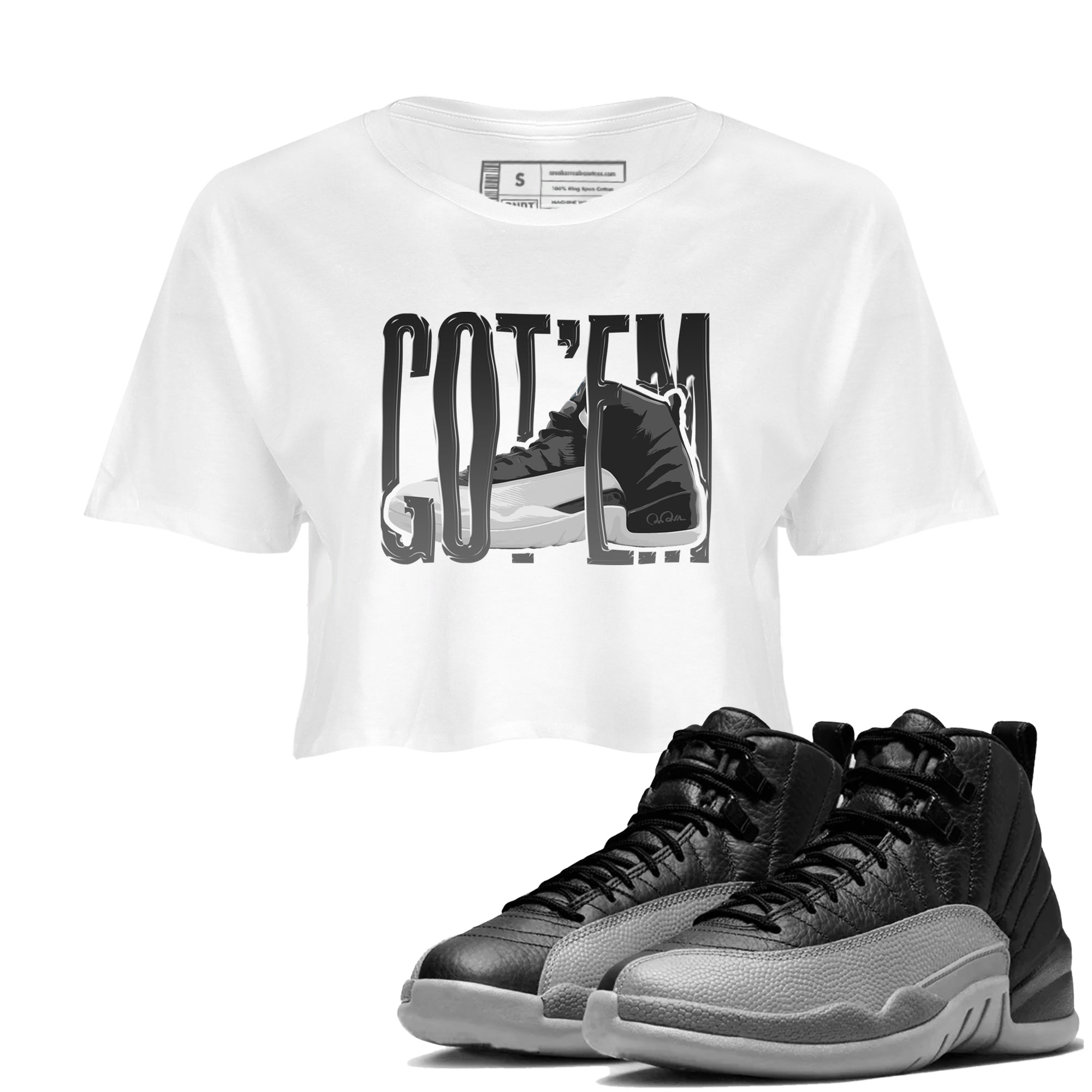 Wiggling Gotem snkmatch Women's Top - Air Jordan 12 Black Wolf Grey