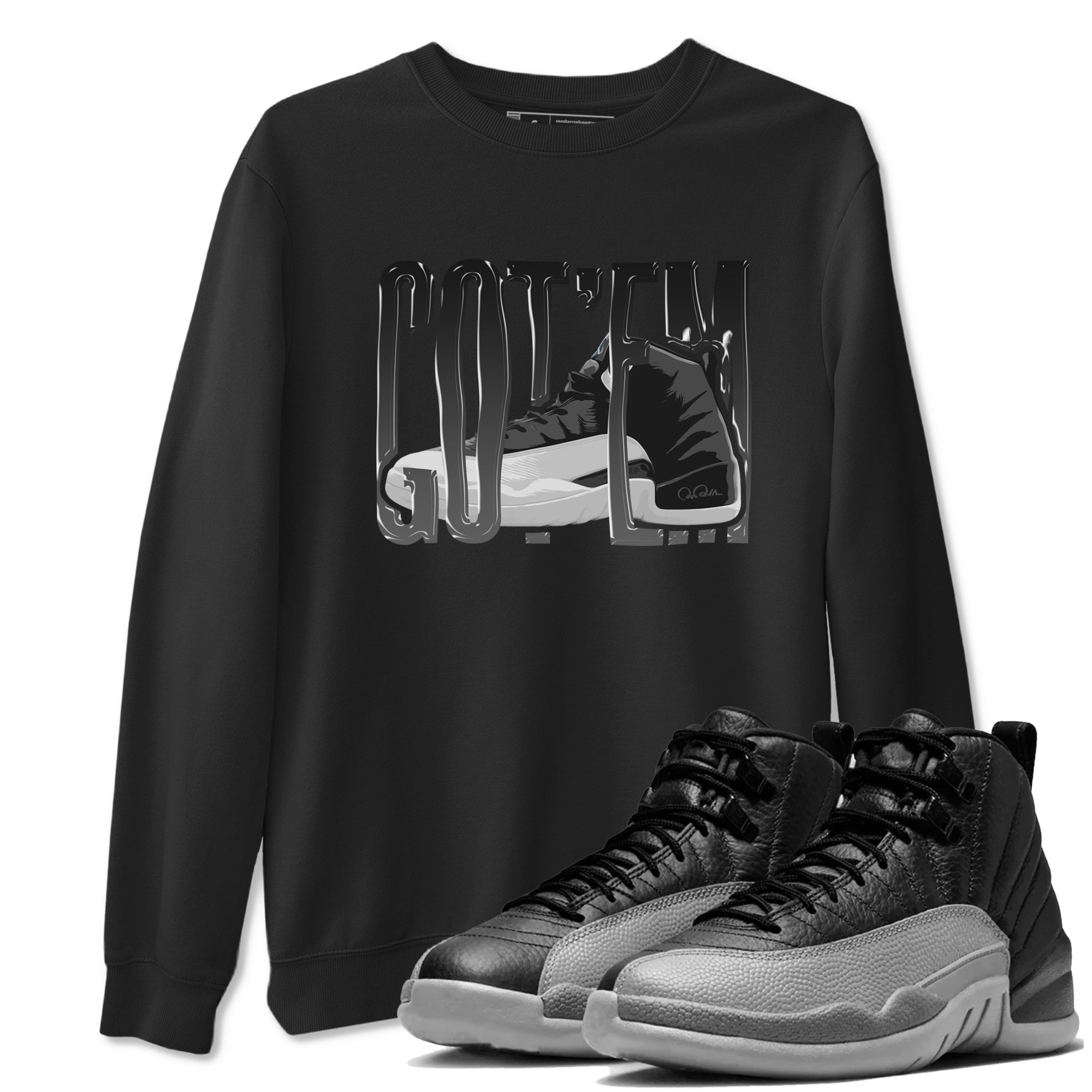 Wiggling Gotem snkmatch Tees - Air Jordan 12 Black Wolf Grey