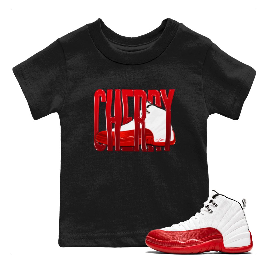 Wiggling Gotem Kids Tops - Air Jordan 12 Cherry