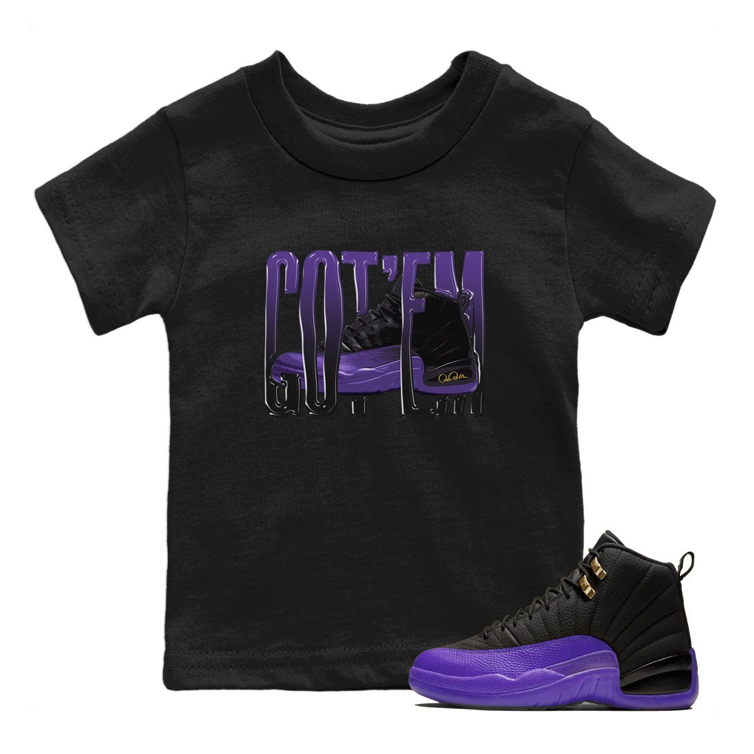 Wiggling Gotem Kids Tops - Air Jordan 12 Field Purple