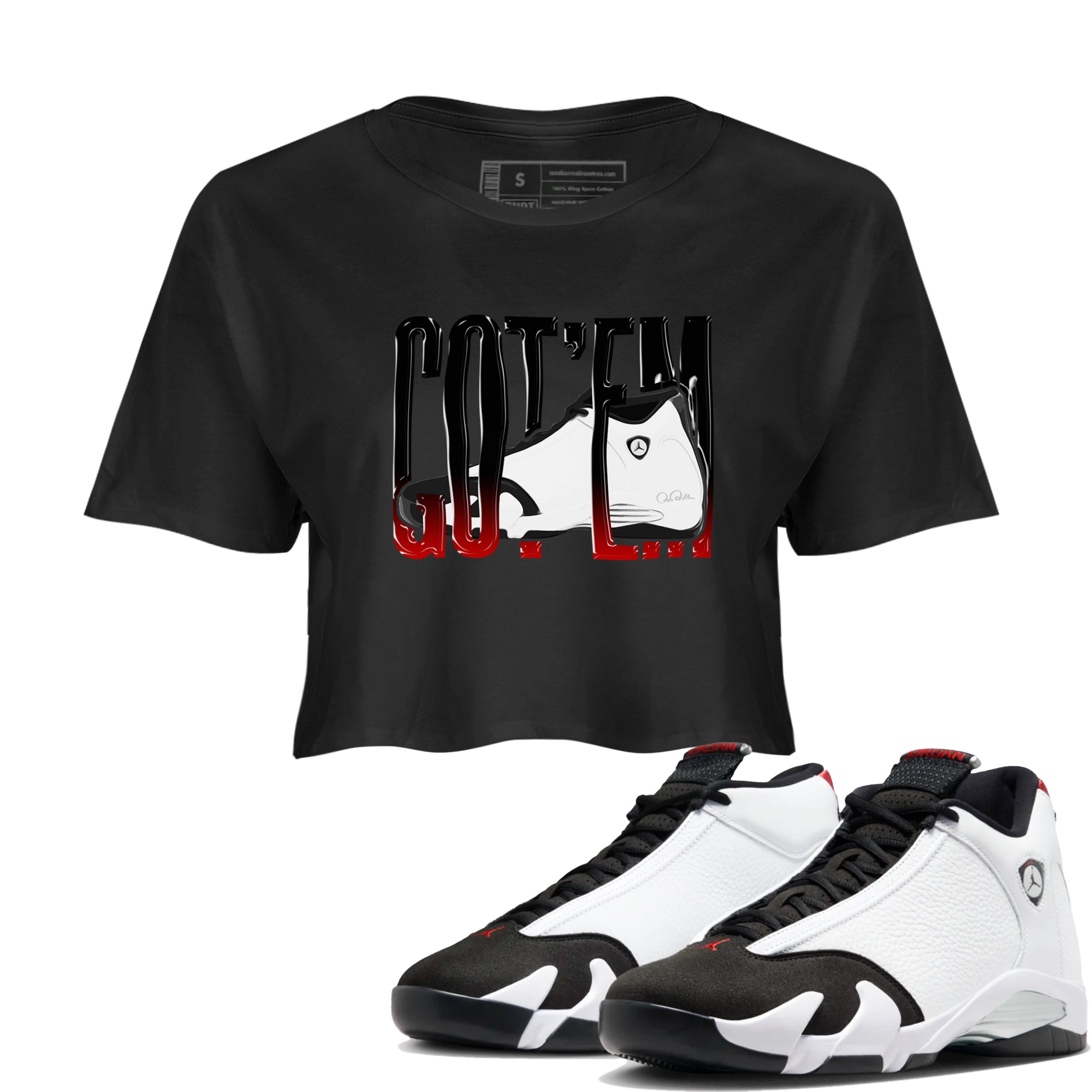 Wiggling Gotem snkmatch Women's Top - Air Jordan 14 Black Toe