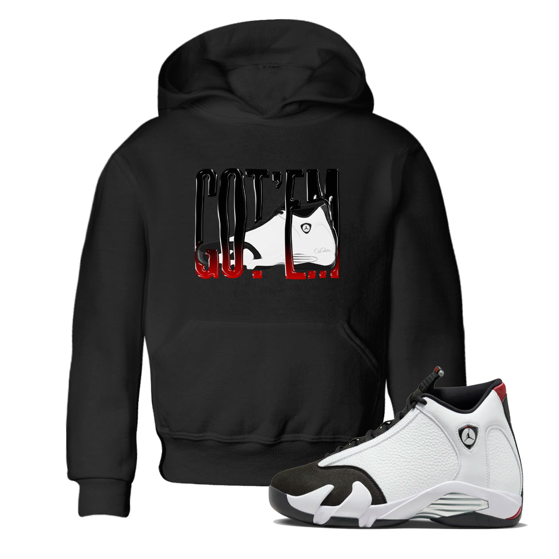 Wiggling Gotem snkmatch Tees Kids - Air Jordan 14 Black Toe