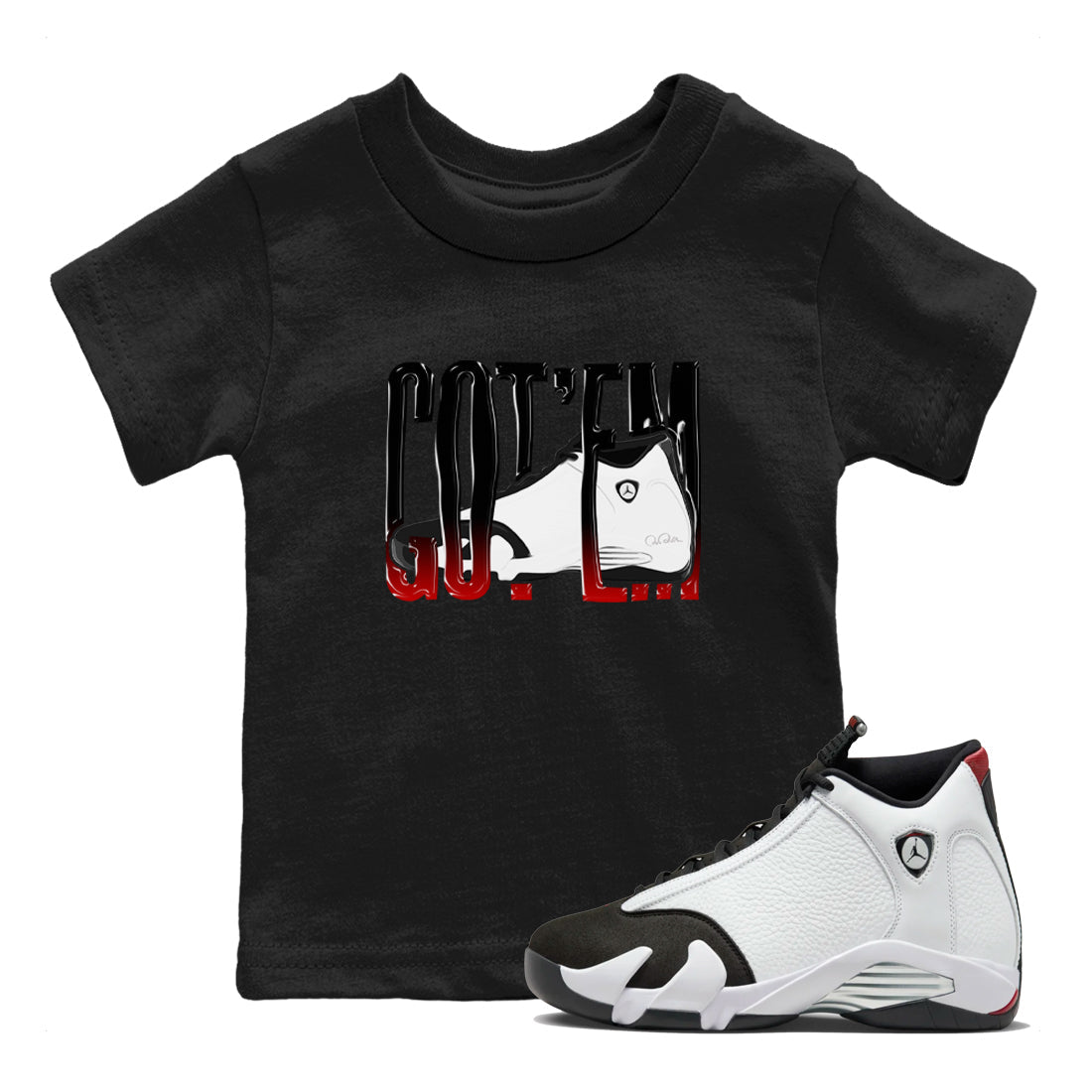Wiggling Gotem snkmatch Tees Kids - Air Jordan 14 Black Toe