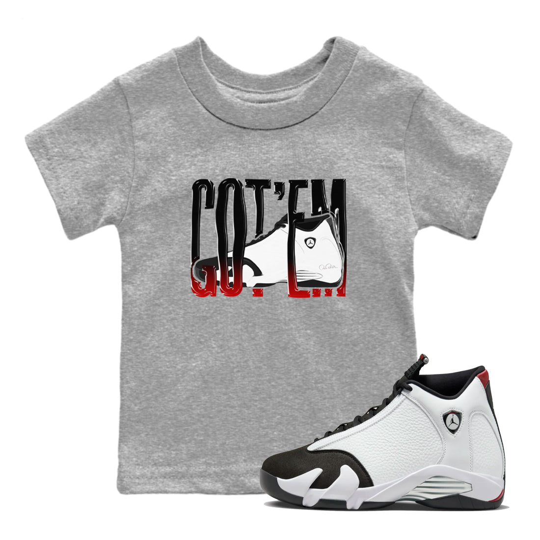 Wiggling Gotem snkmatch Tees Kids - Air Jordan 14 Black Toe