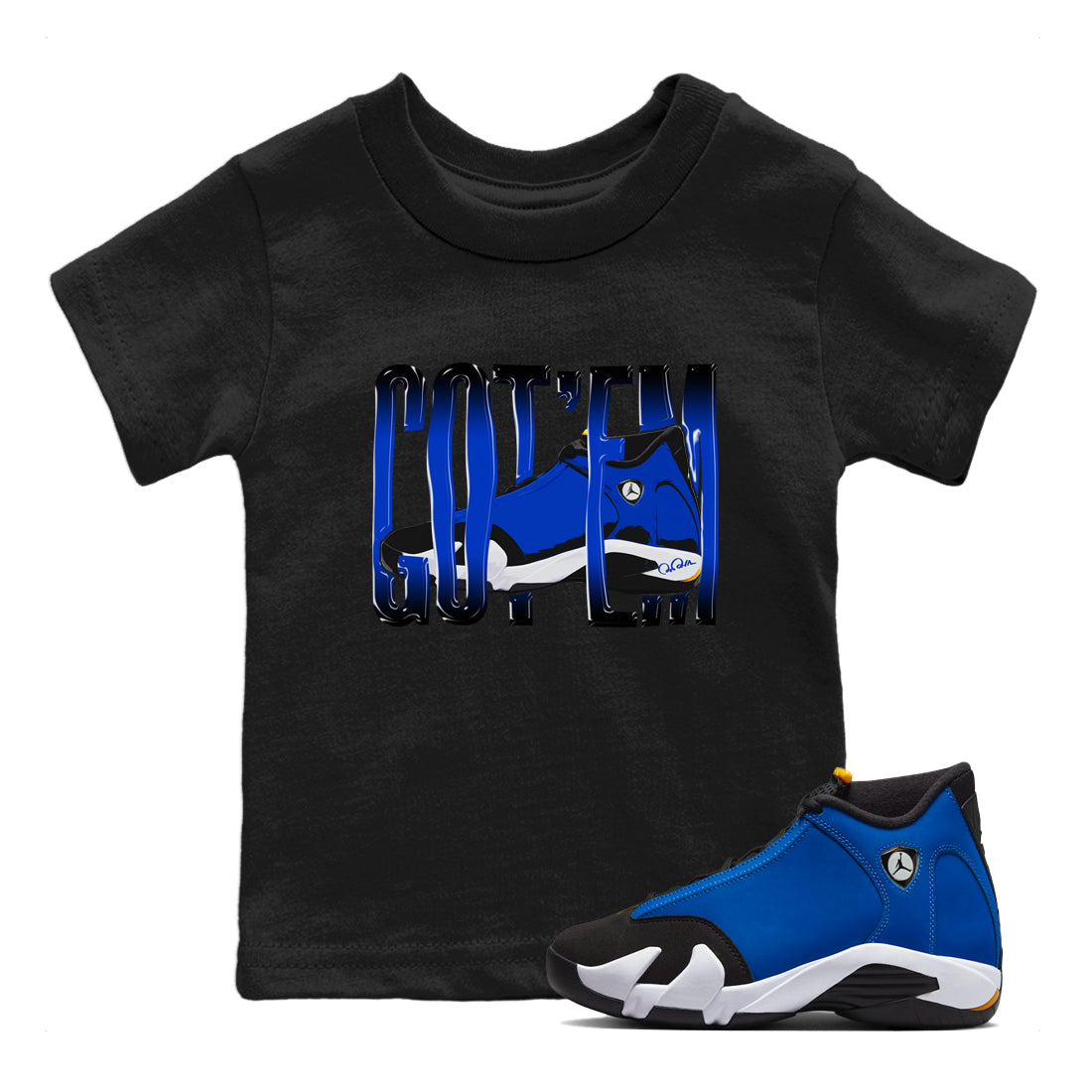 Wiggling Gotem Kids Tops - Air Jordan 14 Laney