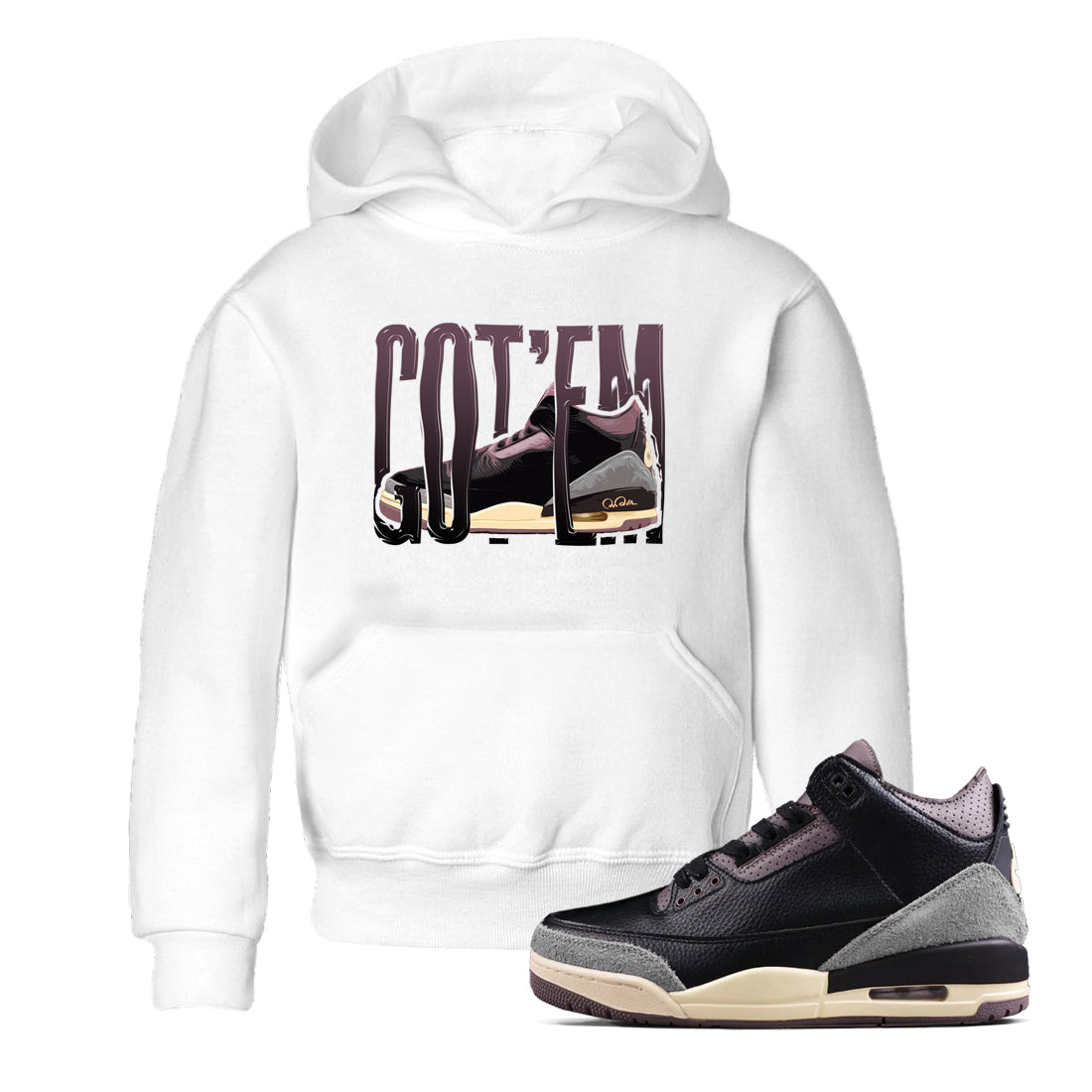 Wiggling Gotem snkmatch Tees Kids - Air Jordan 3 A Ma Maniere x Black