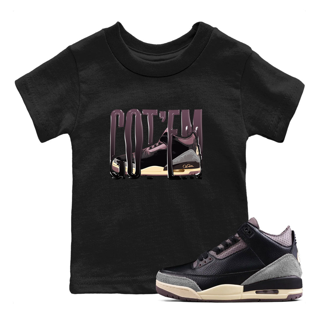 Wiggling Gotem snkmatch Tees Kids - Air Jordan 3 A Ma Maniere x Black
