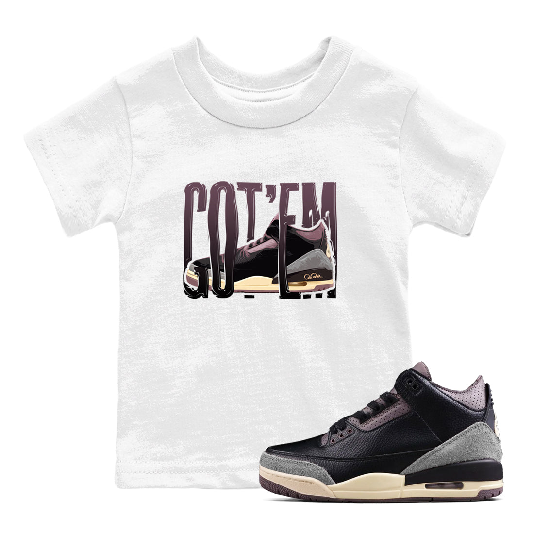 Wiggling Gotem snkmatch Tees Kids - Air Jordan 3 A Ma Maniere x Black