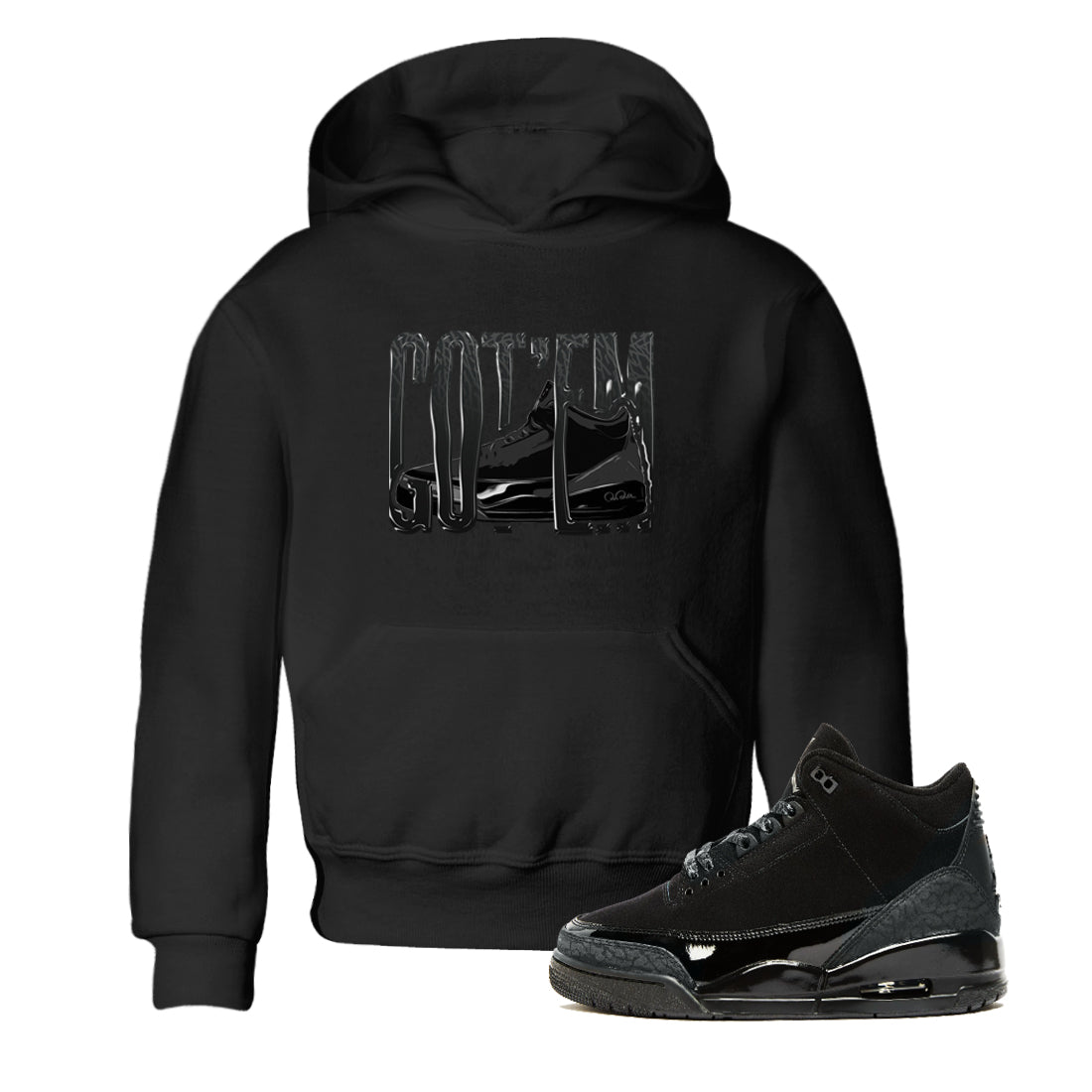 Wiggling Gotem snkmatch Tees Kids - Air Jordan 3 Black Cat