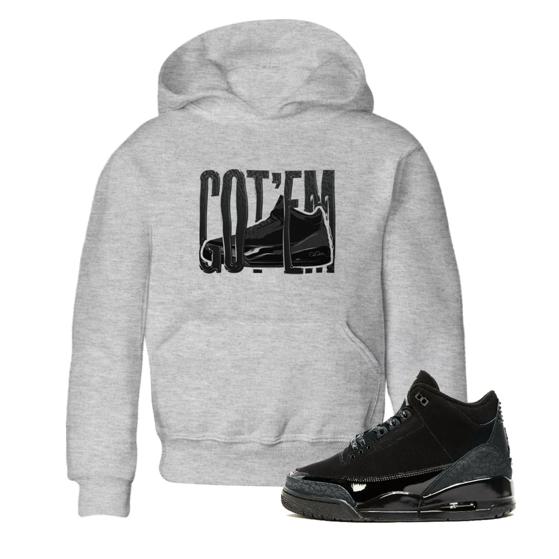 Wiggling Gotem snkmatch Tees Kids - Air Jordan 3 Black Cat