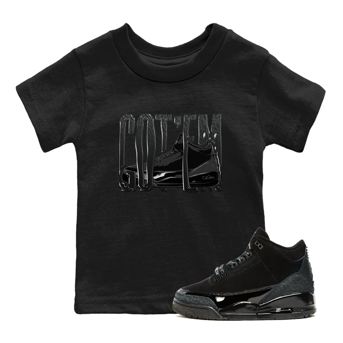 Wiggling Gotem snkmatch Tees Kids - Air Jordan 3 Black Cat