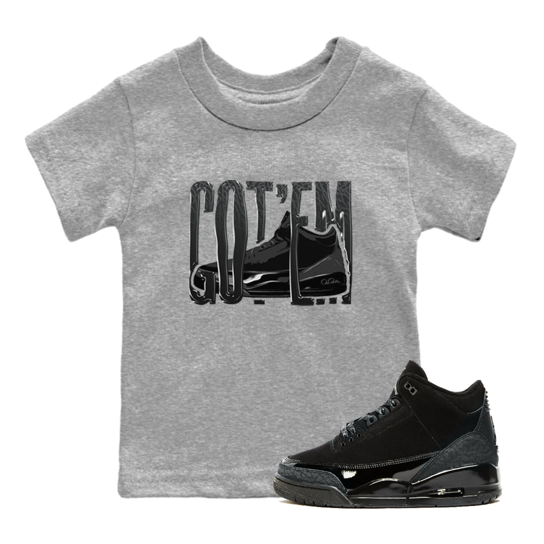 Wiggling Gotem snkmatch Tees Kids - Air Jordan 3 Black Cat