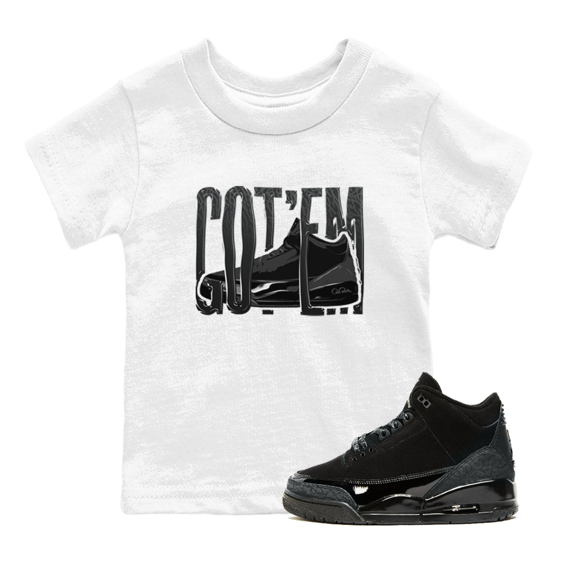 Wiggling Gotem snkmatch Tees Kids - Air Jordan 3 Black Cat